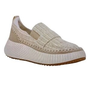 Dolce Vita Women Beige Woven Espadrille Slip On Platform Sneakers Shoes 8.5M
